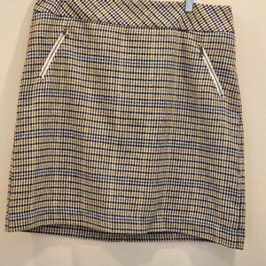 Women's Talbots Pencil Skirt Black/Blue/Chartreuse Lined Zippered Pockets Sz‎ 16